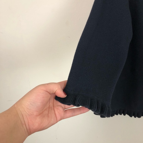 BODEN Thick Navy 100% Cotton Ruffle Jacket size 12 - Picture 5 of 12